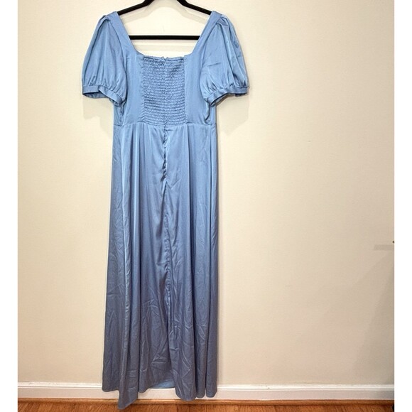 Lulus Powder Blue Satin Maxi Dress XL Dainty Coquette Regency Glam Pastel - Picture 7 of 10